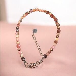 Rhodonite & Rhodochrosite 4mm Adjustable Bracelet | Stainless Steel Extender